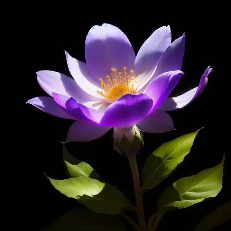 There are purple flowers glowing in the dark