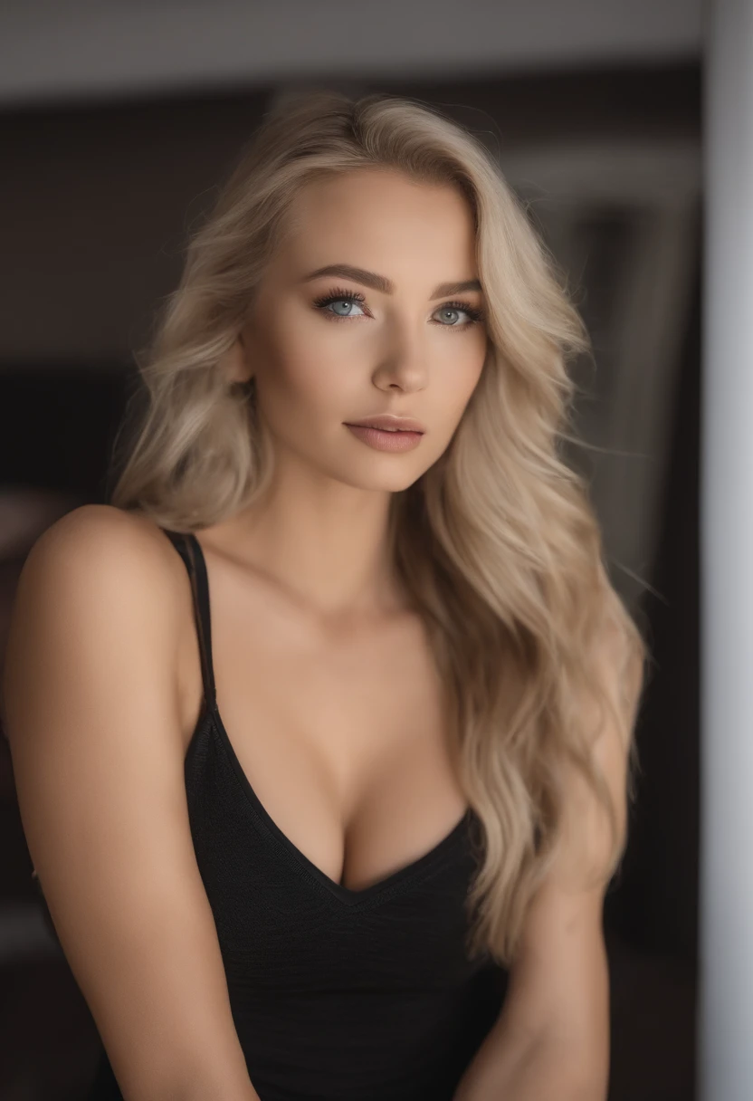 Woman with matching tank top and panties, Sexy blue-eyed girl, portrait sophie mudd, Portrait of Corinna Kopf, blonde hair and large eyes, Selfie of a middle-aged Japanese woman, Eyes in the bedroom, Violet Myers, Orn makeup, Natural makeup,Huge cleavage， ...