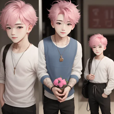 Pink Hair Beautiful Boy Cute