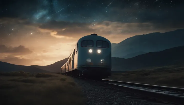 A train that passes through the universe, donde las galaxias y las estrellas estan dispersas, en una atmosfera cosmica y enigmatica, Anime style, Arte digital, aesthetic, graficos detallados y vistosos, graficos en alta calidad, 4k