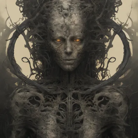 (body horror:1.4), (biomachine:1.3), (bloody:1.2), living being, (colorful:1.2), Hans Giger,  many hands, (zentangle:1.2),bright yellow eyes, evil smile,
oil on matte canvas, sharp details intricate, highly detailed, digital painting, rich color, smooth, s...