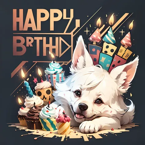 create t shirt design on happy birthday theme, vector, white background --auto --s2