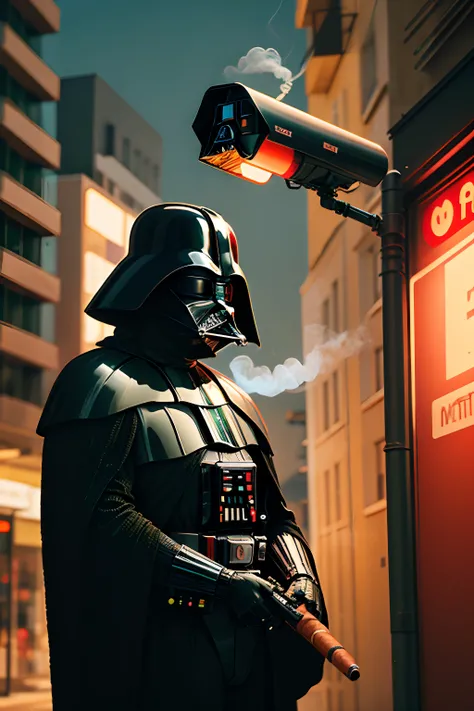 Darth vader smoking a cigar cctv fotage