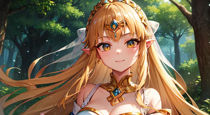 Princess Zelda,best quality,ultra-detailed,portraits,vivid colors,sharp focus,(fantasy,mythology:0.9),(beautiful,gorgeous:r1.1),long golden hair,royal crown,heir to the kingdom,wise and courageous,gentle smile,adorned in elegant gown,holding the mythical T...