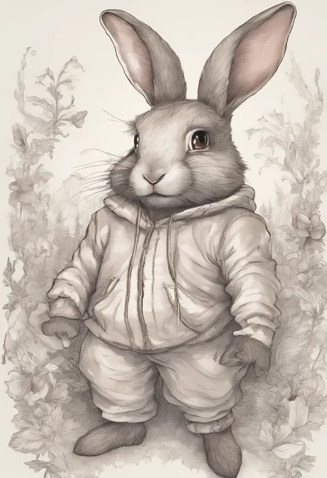 What made the eyes shine, Rabbit with furry ears and a tracksuit running