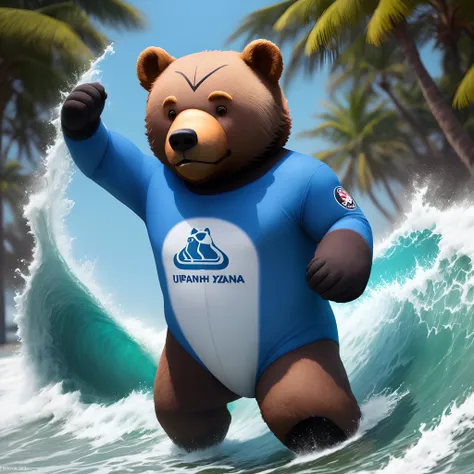 Urso azul surfando em copacana