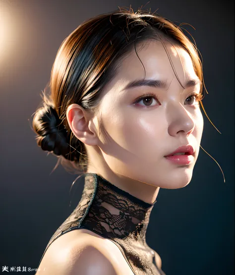 complex 3d render ultra detailed of a beautiful porcelain profile woman android face, cyborgs, roboticparts, 150mm, beautiful studio soft light, Rim Light, vibrant detail, luxuriouscyberpunk, Lace, hyper realisitic, Anatomical, face muscles, cable electric...