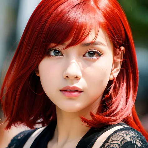 Red Hair Piercing Cat Eye Anime