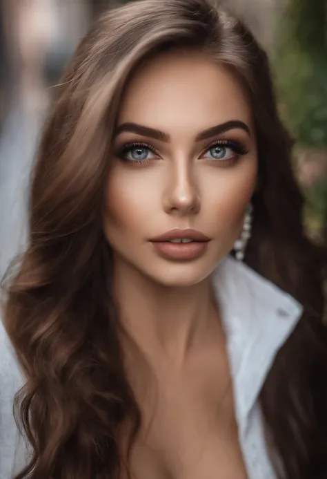 Arafed Frau komplett , Sexy girl with brown eyes, Ultra-realistisch, Akribisch detailliert, portrait sophie mudd, brown hair and big eyes, Selfie einer jungen Frau, Street market, Violet Myers, Frei von Make-up, Natural makeup, Blick direkt in die Kamera, ...