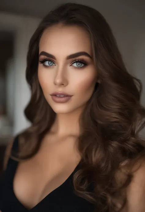 arafed frau voll , Sexy girl with brown eyes, ultra realistisch, Akribisch detailliert, portrait sophie mudd, brown hair and big eyes, Selfie einer jungen Frau, Dubai Augen, Violet Myers, ohne Make-up, Natural makeup, Blick direkt in die Kamera, Gesicht mi...