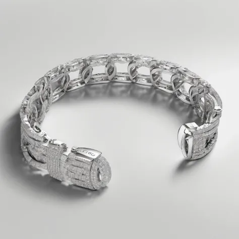 A bracelet on white background, tennis bracelet,chain of  brilliants , shiny jewelry, hyper realistic , details in brilliant and stone,