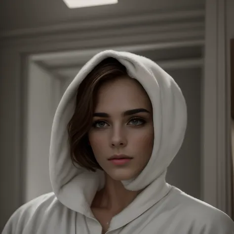 master part, best quality, (Realistic, Very detailed), menino, cara, short hair, wearing a bathrobe, sedutor, Sensual, Atmospheric sense, (realismo: 1.5), 8k