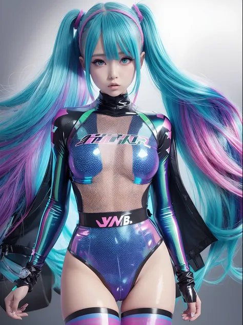 transparent color pvc clothing, Transparent color vinyl clothes, prisma, Holographic, chromatic abberation, fashion illustration, Master Parts, Fashion Harajuku Girls, look at viewr, 8K, ultra-detailliert, pixiv