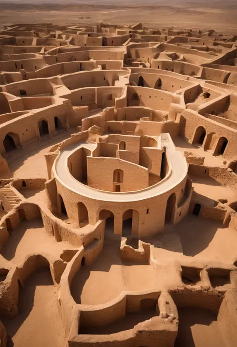 najd city aerial view, natural lightting, the biblical city of diriyah in the middle of the desert, concentric double walls, irregular constructions inside the walls, torres defensivas nas muralhas, Biblical architecture, arquitetura cananeia, um rio local...