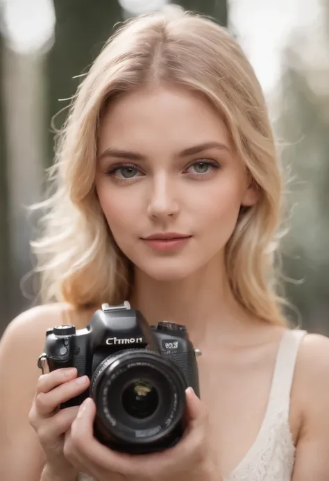 (best quality,realistic:1.37),portrait,"blonde girl" taking picture, big tits