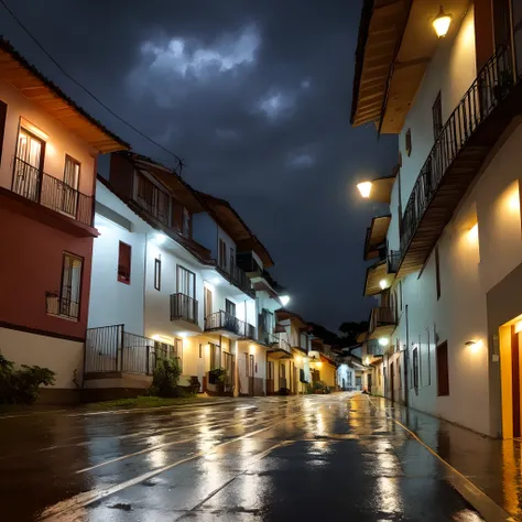 home baixo a chuva com um guarda chuva de noite em um corredor de uma cidade