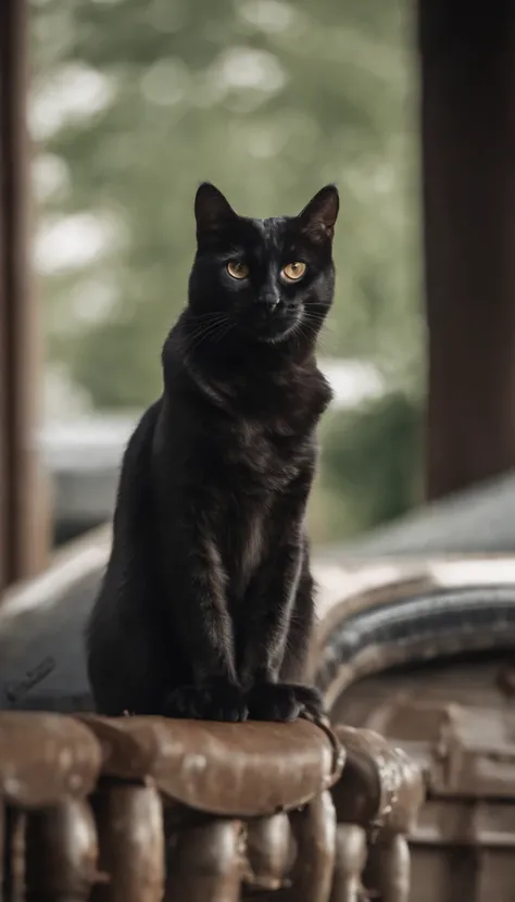 anthro cat, Black SWAT costume, Detailed dark mascara, Perfect skin, Smiling, He was on the side of an armored SWAT vehicle, In a villa, He was heavily armed，hold a rifle, Rule of thirds, High quality background, ultra detailed scenery, super sharp focus, ...