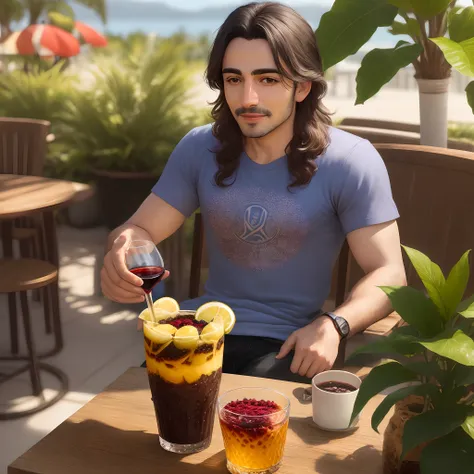 Manuel Gomes drinking açaí