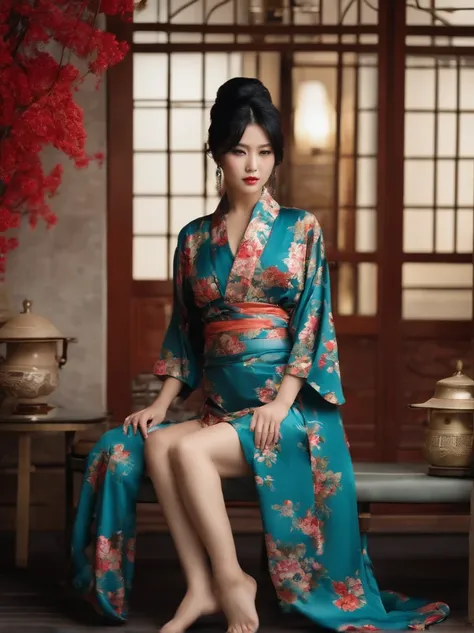 Japan beauty with black hair。fullbody image。A sexy