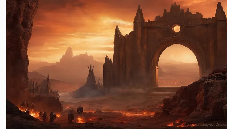 , paisagem do inferno, O fundo do inferno, A batalha final no inferno, Apocalyptic landscapes!!!!!, Mustafar, The Ruins of Hell, ! Apocalyptic landscapes!!, Soberbo D & D A Arte do Sol Escuro, Portas do Inferno, Portas do Inferno, arte conceitual de world ...