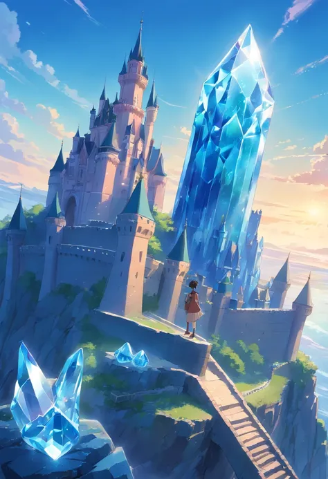 crystal blue on top of castle