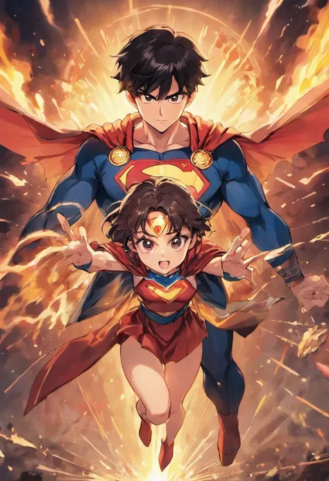 An image of 1 dragon and superman