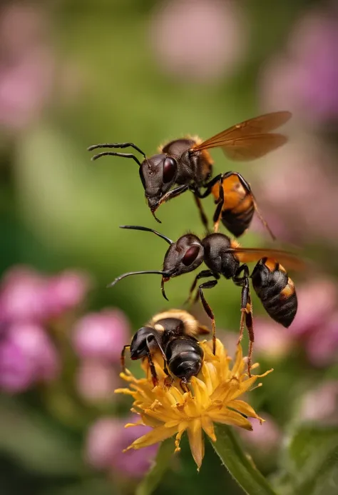 Atomic ant fighting with a queen bee