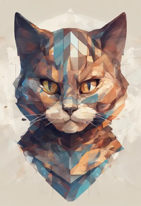 (Brindle Fold Cat  ),(Best Pose),(best angle), (Better self-expression), Eduardo Cobra acolchoamento ,multidimensional geometric wall PORTRAIT, Art, chibi,yang08k, beutiful, coloration,