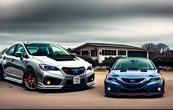 Grey Acura TLX and a grey subaru wrx