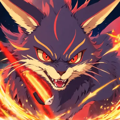 Golden Tenryu，Sharp red eyes,Release of blood fire close-up from the nose,Chest scales,hiquality,8K,many details,Fire salad,alas,4 legs,Spotted claws,golds,Danger,Fires,sharp teeth,Big Dragon,immensity,menacing,imposing