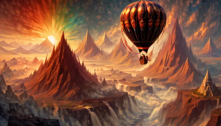 (((the hot air balloon is detailing digital colors of concept art:1.3))), ((sadness and loneliness rendered in stunning 32k resolution:1.2)), expression adds depth and complexity to the overall composition, breathtakingly beautiful, mesmerizing fusion of m...