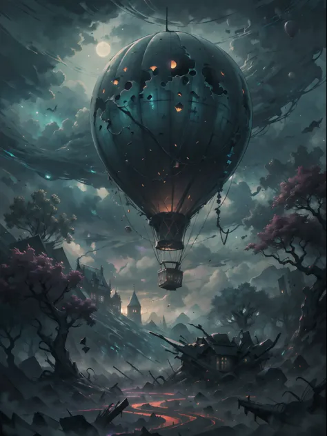 best quality,4k,8k,highres,masterpiece:1.2,ultra-detailed,realistic:1.37
,hot air balloon,hp.lovecraft style,above the cloud
,my...