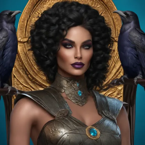 Raven Hair segurar uma espada paladina armadura pesada corpo inteiro