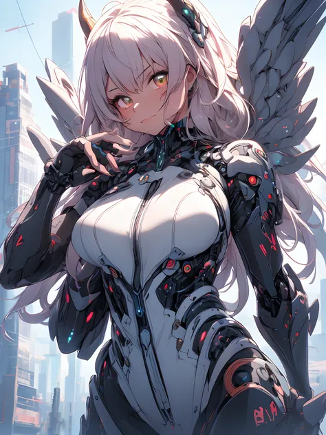 anime character with wings and glowing eyes in a city, cyberpunk anime girl mech, digital cyberpunk anime art, anime cyberpunk art, best anime 4k konachan wallpaper, anime robotic mixed with organic, digital cyberpunk - anime art, cyberpunk anime art, anim...