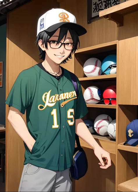 Kazuki Takahashi、japanes、161cm、ember、35 year old、eye glasses、baseball cap、JINS