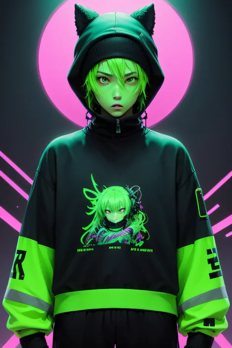 anime phonk horror album cover sweater weather with neon green colors