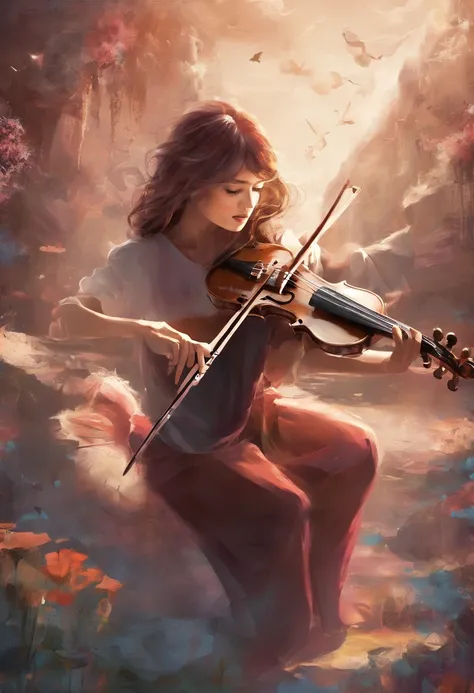 A single female violinist playing the most incredible piece of music known to mankind. Love and peace is flowing out of her violin, causing the beginning of world peace