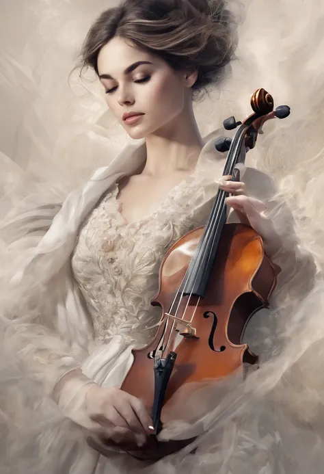 A single female violinist playing the most incredible piece of music known to mankind. Love and peace is flowing out of her violin, causing the beginning of world peace, dramatic scene, feelings of prefect love