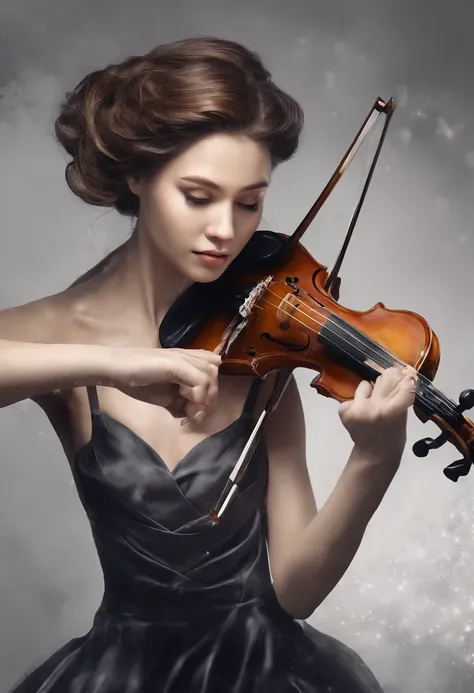 A single female violinist playing the most incredible piece of music known to mankind. Love and peace is flowing out of her violin, causing the beginning of world peace, dramatic scene, feelings of prefect love