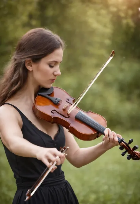 A single female violinist playing the most incredible piece of music known to mankind. Love and peace is flowing out of her violin, causing the beginning of world peace, dramatic scene, feelings of prefect love