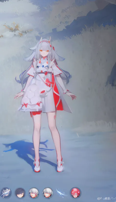 wears a white dress，Anime characters with red cape and red shoes, lunar themed attire, clear outfit design, Keqing from Genshin Impact, Ayaka Genshin impact, astral witch clothes, From Arknights, full-body xianxia, full body detailed, kitsune inspired armo...