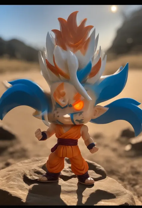 master part,melhor qualidade, illustration, goku boneco funko pop,Belo brilho detalhado,(Chamas de guerra:1.2),Detailed lighting,(belos olhos detalhados:1.1), sorriso,