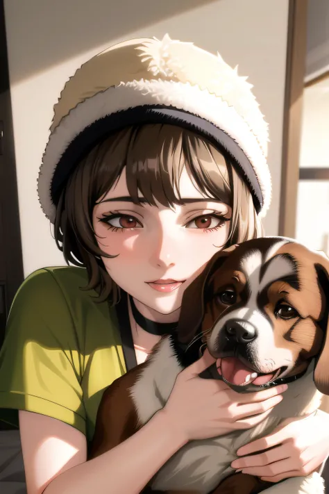 anime girl holding a dog in her arms, kawaii realistic portrait, artwork in the style of guweiz, made with anime painter studio, realistic anime artstyle, painted in anime painter studio, makoto shinkai and artgerm, realistic anime 3 d style, anime realism...