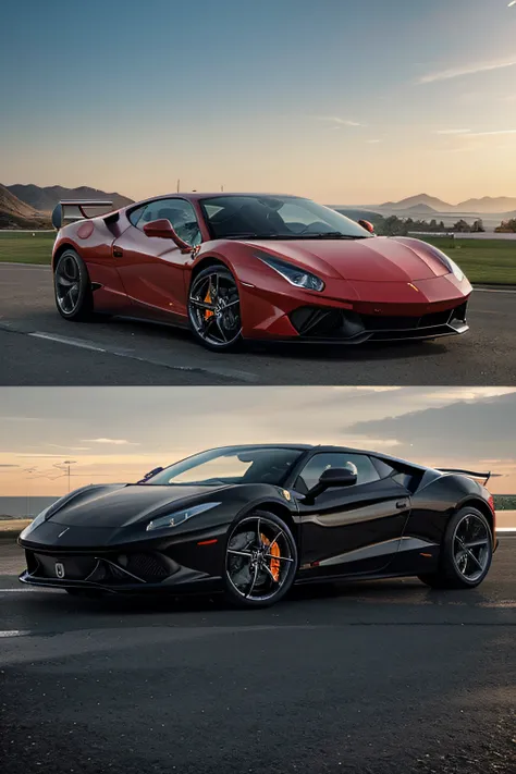 Imagine a luxury sports car that fuses the elegance of a Ferrari and the aggressiveness of a Lamborghini. This car is semi-mechanical, with a two-door body and a convertible roof. The exterior design should be sleek and streamlined, with flowing lines that...