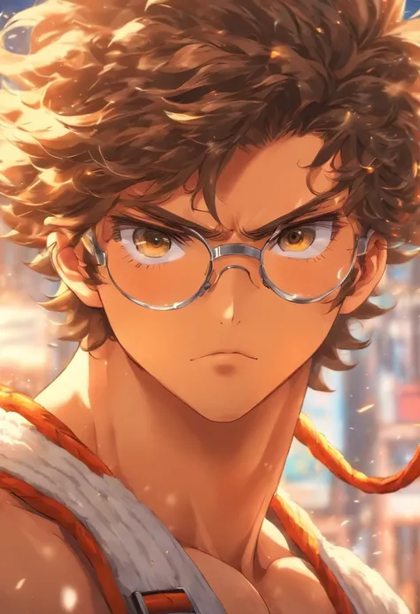 homem musculoso, academia, roupa de academia, aviator glasses, cabelo preto, anime, desenho, alta qualidade, bonito, cicatriz na sobrancelha, detalhes, arte, corpo todo, rosto bonito e detalhado