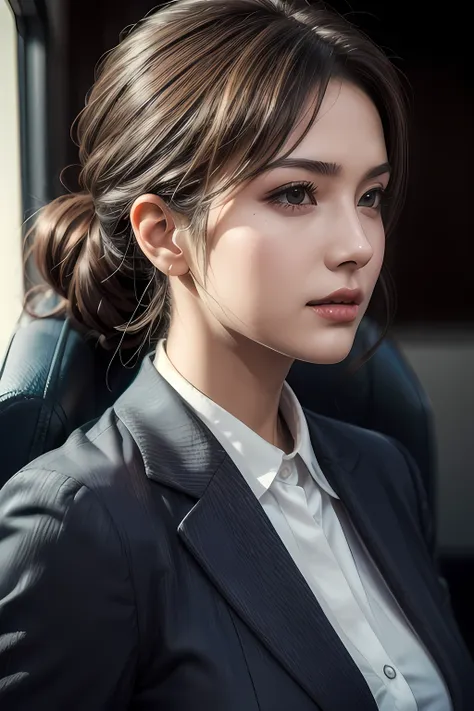 best quality,(raw photo:1.2),(masterpiece:1.4),(photorealistic:1.4),(highres:1.4), 1girl, depth of field, flight attendant, intr...