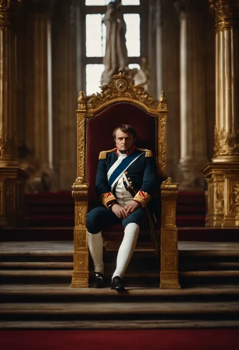 Depicting Napoleon seated on a majestic throne, avec la devise "NON, I Am the Throne" Written around. Montrez-le comme le centre du pouvoir, Cinematographic without Napoleon