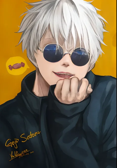 anime guy with white hair and sunglasses posing for a picture, ken kaneki, kaneki ken, made with anime painter studio, white haired, white-haired, killua zoldyck portrait, kaworu nagisa, yoko taro, high quality fanart, a silver haired mad, by Kamisaka Sekk...