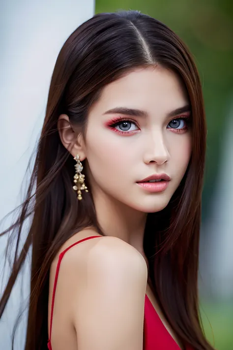 Real Women、Face Barbara Palvin、Red eyes,Back wings、Background Black、fulＨＤ、