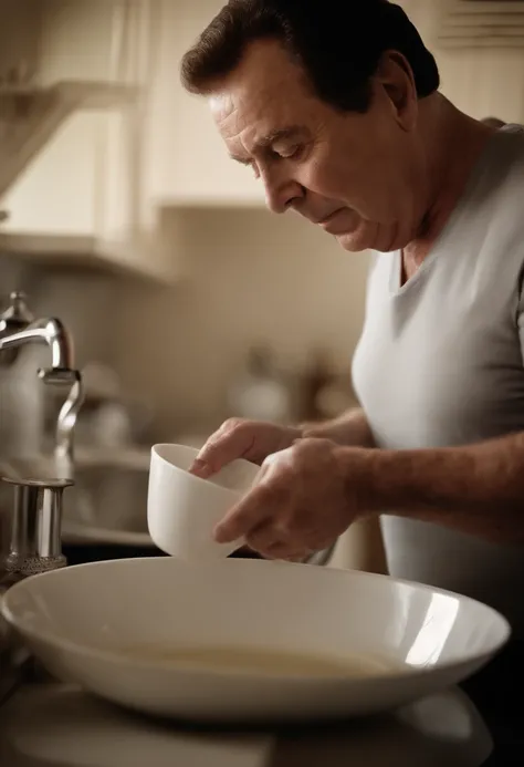 Silvio Santos washing the dishes